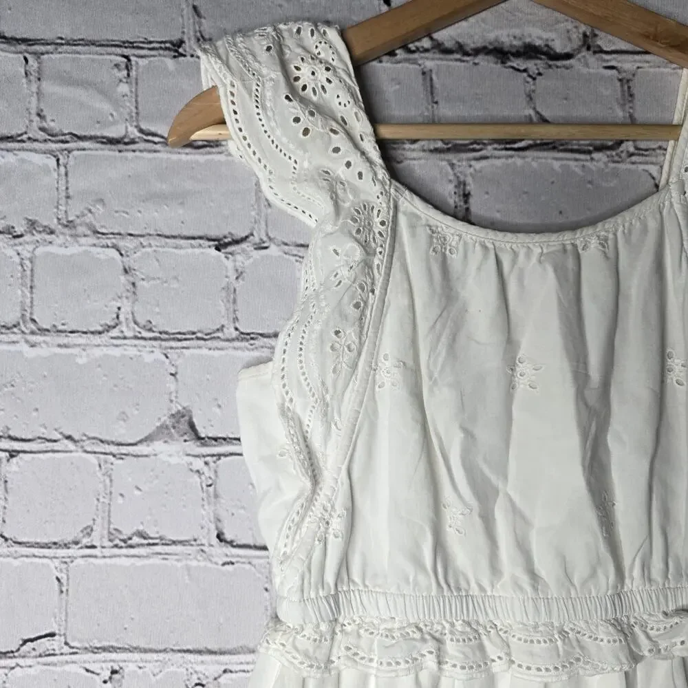 Justice 100% Cotton Eyelet Ruffle‎ Accent Maxi Dress Size 14